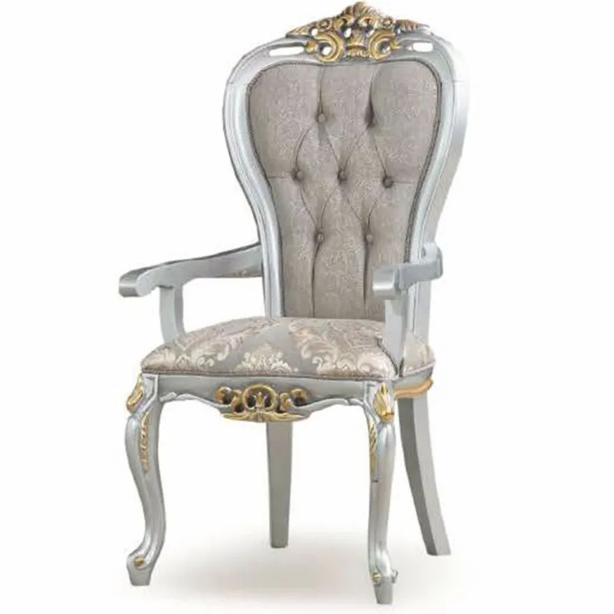 Casa Padrino Luxus Barock Esszimmer Set Grau / Silber / Gold - 1 Esstisch & 8 Stühle