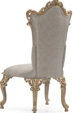 Casa Padrino Luxus Barock Esszimmer Stuhl 4er Set Silber / Grau / Gold - Prunkvolle Barockstil Küchen Stühle - Luxus Esszimmer Möbel im Barockstil - Barock Esszimmer Möbel - Barockstil Möbel