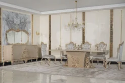 Casa Padrino Luxus Barock Esszimmer Stuhl 4er Set Silber / Grau / Gold - Prunkvolle Barockstil Küchen Stühle - Luxus Esszimmer Möbel im Barockstil - Barock Esszimmer Möbel - Barockstil Möbel