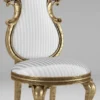 Casa Padrino Luxus Barock Esszimmerstuhl Weiß / Silber / Antik Gold - Prunkvoller Massivholz Küchenstuhl - Barock Esszimmer Möbel