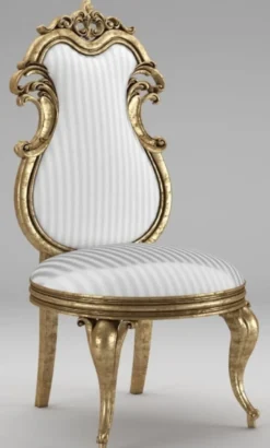 Casa Padrino Luxus Barock Esszimmerstuhl Weiß / Silber / Antik Gold - Prunkvoller Massivholz Küchenstuhl - Barock Esszimmer Möbel