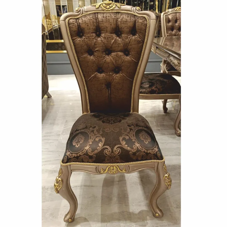 Casa Padrino Luxus Barock Esszimmer Stuhl Schwarz / Grau / Gold H. 113 cm - Barock Esszimmer Möbel