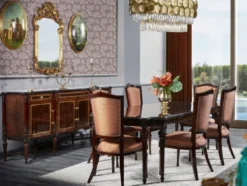 Casa Padrino Luxus Barock Esstisch Dunkelbraun - Handgefertigter Massivholz Esszimmertisch - Luxus Esszimmer Möbel im Barockstil - Barock Möbel - Barock Einrichtung