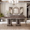 Casa Padrino Luxus Barock Esstisch Dunkelbraun / Grau 250 cm