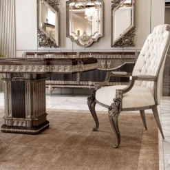 Casa Padrino Luxus Barock Esstisch Dunkelbraun / Grau 250 cm