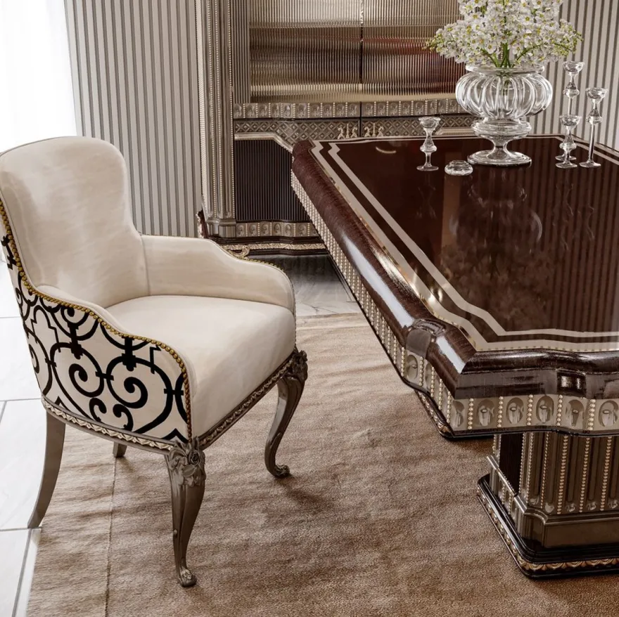 Casa Padrino Luxus Barock Esstisch Dunkelbraun / Grau 250 cm