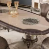 Casa Padrino Luxus Barock Esstisch Grau / Braun / Gold - Prunkvoller Massivholz Esszimmertisch im Barockstil - Barock Esszimmer Möbel - Edel & Prunkvoll