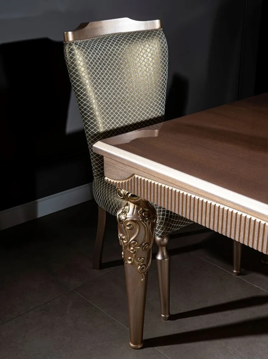 Casa Padrino Luxus Barock Esszimmer Stuhl Set Grün / Silber / Kupfer / Gold 55 x 55 x H. 102 cm - Küchen Stühle 6er Set - Esszimmer Möbel im Barockstil