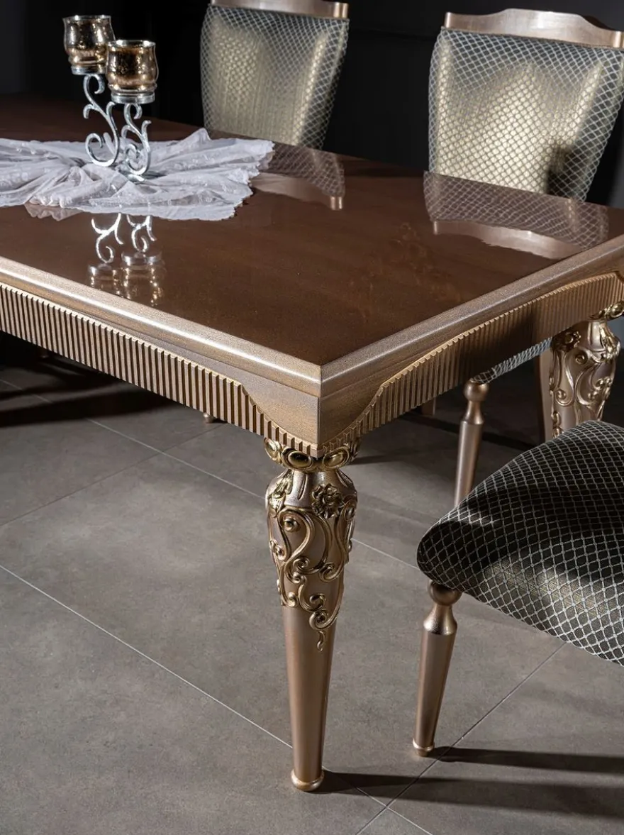 Casa Padrino Luxus Barock Esszimmer Stuhl Set Grün / Silber / Kupfer / Gold 55 x 55 x H. 102 cm - Küchen Stühle 6er Set - Esszimmer Möbel im Barockstil