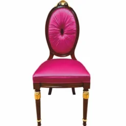 Casa Padrino Luxus Barock Esszimmer Stuhl Pink / Dunkelbraun / Gold - Barock Esszimmer Möbel - Made in Italy