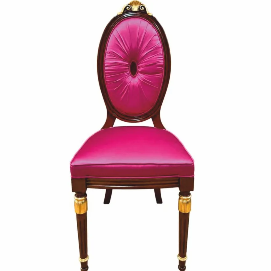Casa Padrino Luxus Barock Esszimmer Stuhl Pink / Dunkelbraun / Gold - Barock Esszimmer Möbel - Made in Italy