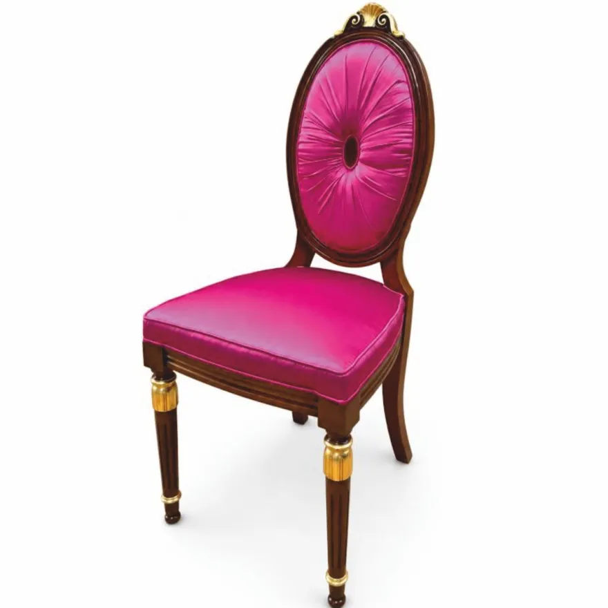 Casa Padrino Luxus Barock Esszimmer Stuhl Pink / Dunkelbraun / Gold - Barock Esszimmer Möbel - Made in Italy