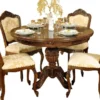 Casa Padrino Luxus Barock Esszimmer Set Creme / Dunkelbraun - 1 Ausziehbarer Barock Esstisch & 4 Barock Esszimmerstühle - Barock Esszimmer Möbel - Luxus Möbel im Barockstil - Edel & Prunkvoll