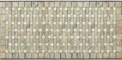 Casa Padrino Luxus Barock Esstisch Beige / Grau / Messingfarben - Handgefertigter Schmiedeeisen Gartentisch mit Naturstein Mosaik Fliesen Tischplatte - Garten Terrassen Esszimmer Möbel