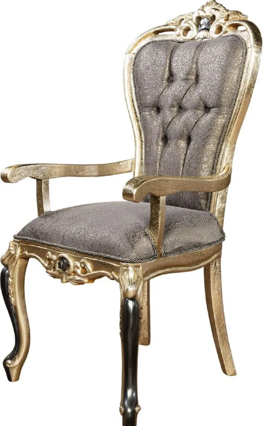Casa Padrino Luxus Barock Esszimmer Stuhl 8er Set Lila / Antik Gold / Schwarz - Handgefertigte Barockstil Küchen Stühle - Luxus Barockstil Esszimmer Möbel - Barock Esszimmer Möbel