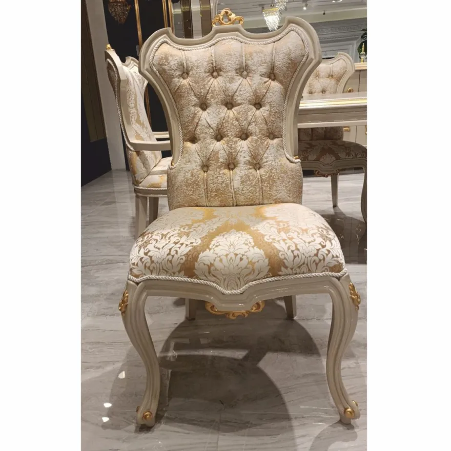 Casa Padrino Luxus Barock Esszimmer Set Gold / Grau - 1 Barock Esstisch & 6 Barock Esszimmerstühle