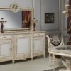 Casa Padrino Luxus Barock Esszimmer Stuhl Set Lila / Silber / Weiß / Gold 62 x 74 x H. 103 cm - Prunkvolles Küchen Stühle 6er Set - Hotel Restaurant Schloss Möbel - Luxus Qualität - Made in Italy