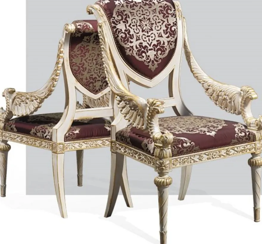 Casa Padrino Luxus Barock Esszimmer Stuhl Set Lila / Silber / Weiß / Gold 62 x 74 x H. 103 cm - Prunkvolles Küchen Stühle 6er Set - Hotel Restaurant Schloss Möbel - Luxus Qualität - Made in Italy