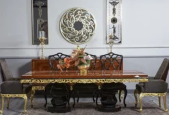 Casa Padrino Luxus Barock Esszimmer Stuhl Grau / Schwarz H. 116 cm - Barock Esszimmer Möbel