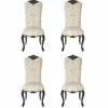 Casa Padrino Luxus Barock Esszimmer Stuhl 4er Set Hellgrau / Schwarz - Barockstil Möbel
