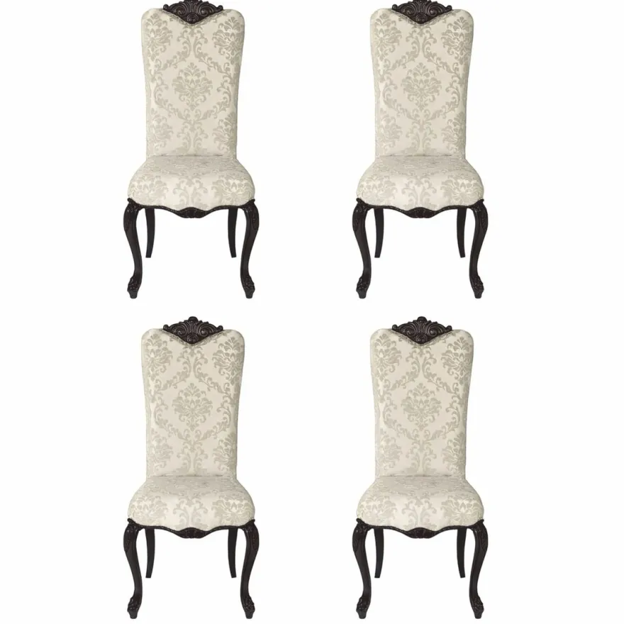 Casa Padrino Luxus Barock Esszimmer Stuhl 4er Set Hellgrau / Schwarz - Barockstil Möbel