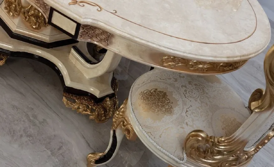 Casa Padrino Luxus Barock Esstisch Creme / Beige / Schwarz / Gold - Ovaler Barockstil Küchentisch - Luxus Esszimmer Möbel im Barockstil - Barock Esszimmer Möbel - Barock Einrichtung