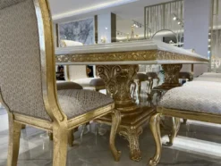 Casa Padrino Luxus Barock Esszimmer Stuhl Set Gold Muster / Antik Gold - Handgefertigtes Küchen Stühle 6er Set - Prunkvolle Barock Esszimmer Möbel