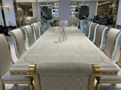 Casa Padrino Luxus Barock Esszimmer Stuhl Set Gold Muster / Antik Gold - Handgefertigtes Küchen Stühle 6er Set - Prunkvolle Barock Esszimmer Möbel
