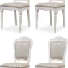 Casa Padrino Luxus Barock Esszimmer Stuhl 4er Set Silber / Beige / Weiß H. 104 cm - Barock Esszimmer Möbel