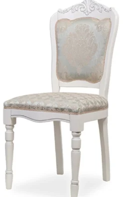 Casa Padrino Luxus Barock Esszimmer Stuhl 4er Set Silber / Beige / Weiß H. 104 cm - Barock Esszimmer Möbel
