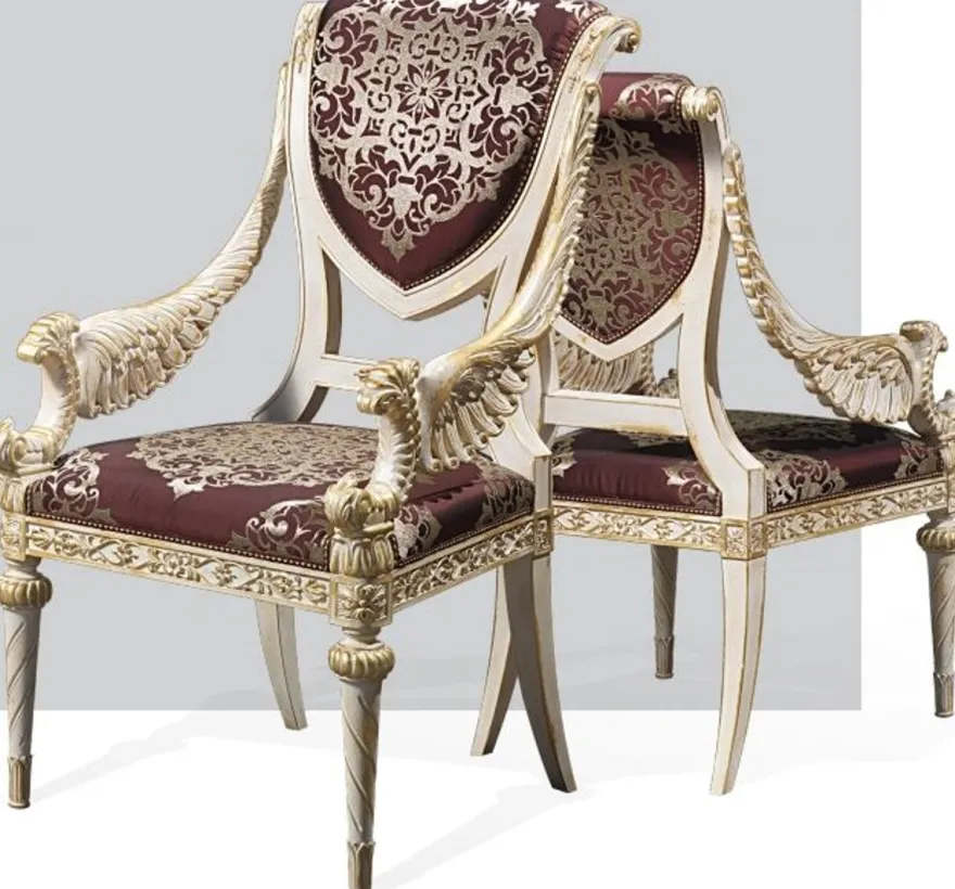 Casa Padrino Luxus Barock Esszimmer Stuhl Set Lila / Silber / Weiß / Gold 62 x 74 x H. 103 cm - Prunkvolles Küchen Stühle 4er Set - Hotel Restaurant Schloss Möbel - Luxus Qualität - Made in Italy