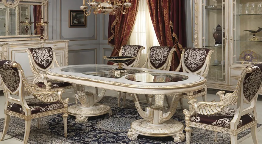 Casa Padrino Luxus Barock Esszimmer Stuhl Set Lila / Silber / Weiß / Gold 62 x 74 x H. 103 cm - Prunkvolles Küchen Stühle 4er Set - Hotel Restaurant Schloss Möbel - Luxus Qualität - Made in Italy
