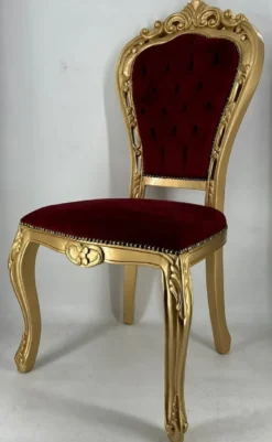 Casa Padrino Luxus Barock Esszimmer Stuhl Bordeauxrot / Gold H. 105 cm - Esszimmer Möbel im Barockstil