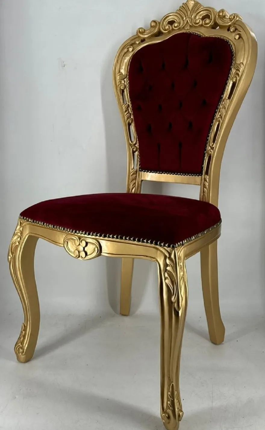 Casa Padrino Luxus Barock Esszimmer Stuhl Bordeauxrot / Gold H. 105 cm - Esszimmer Möbel im Barockstil