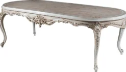 Casa Padrino Luxus Barock Esstisch Beige / Weiß / Gold 247 x 110 x H. 80 cm - Ovaler Massivholz Esszimmertisch - Barock Esszimmer Möbel - Edel & Prunkvoll