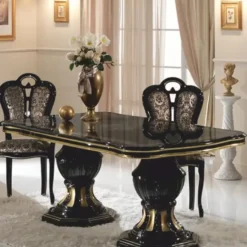 Casa Padrino Luxus Barock Esstisch Schwarz / Gold 185-230 cm - Made in Italy