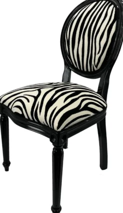 Casa Padrino Luxus Barock Esszimmer Stuhl Zebra / Schwarz - Handgefertigter Antik Stil Stuhl mit edlem Samtstoff - Esszimmer Möbel im Barockstil - Barock Möbel - Barock Einrichtung