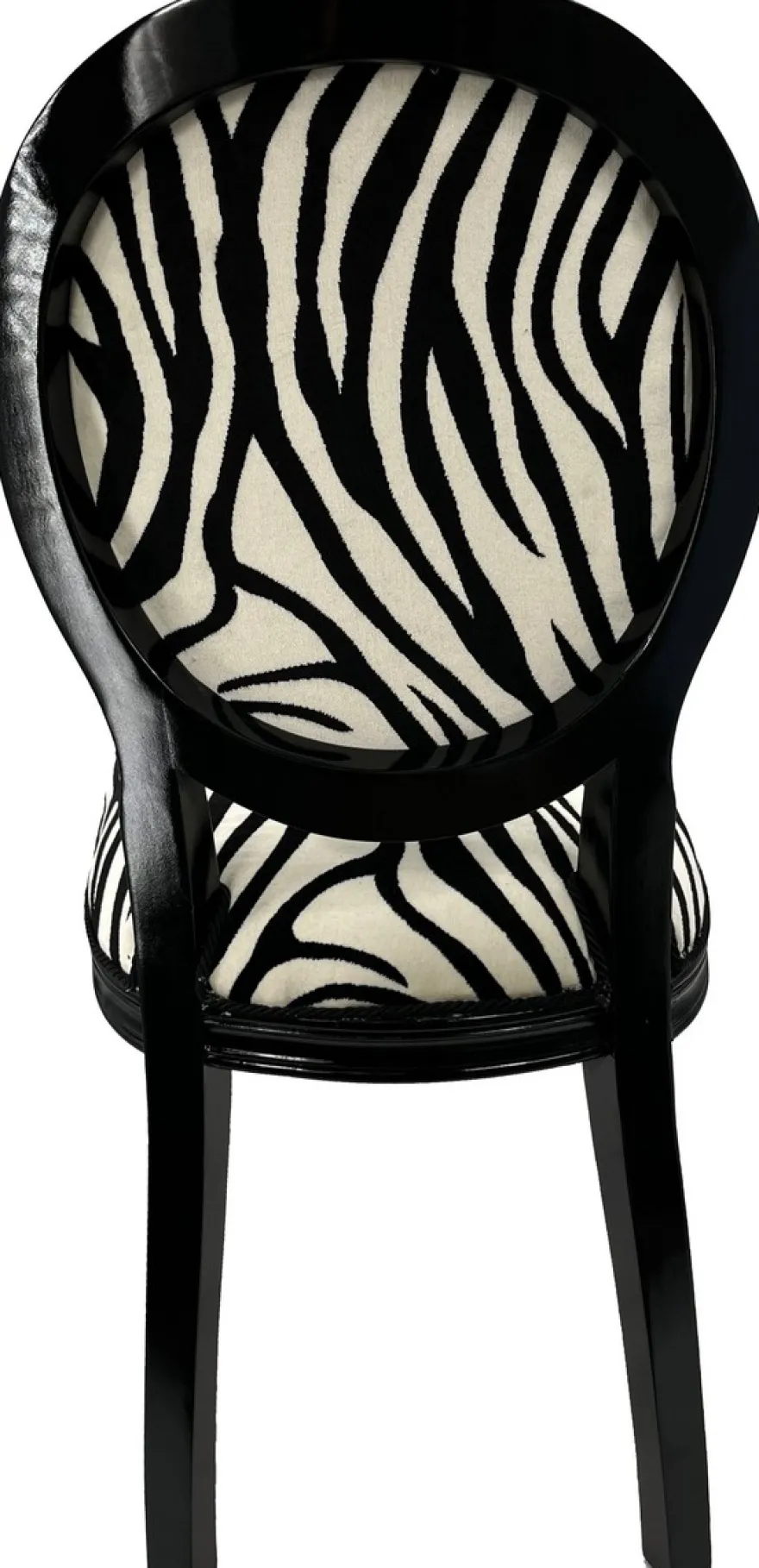 Casa Padrino Luxus Barock Esszimmer Stuhl Zebra / Schwarz - Handgefertigter Antik Stil Stuhl mit edlem Samtstoff - Esszimmer Möbel im Barockstil - Barock Möbel - Barock Einrichtung