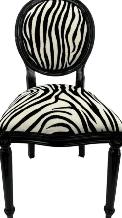 Casa Padrino Luxus Barock Esszimmer Stuhl Zebra / Schwarz - Handgefertigter Antik Stil Stuhl mit edlem Samtstoff - Esszimmer Möbel im Barockstil - Barock Möbel - Barock Einrichtung