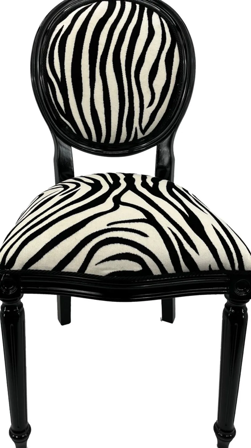 Casa Padrino Luxus Barock Esszimmer Stuhl Zebra / Schwarz - Handgefertigter Antik Stil Stuhl mit edlem Samtstoff - Esszimmer Möbel im Barockstil - Barock Möbel - Barock Einrichtung