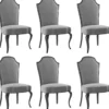 Casa Padrino Luxus Barock Esszimmer Stuhl Set Grau / Schwarz 55 x 53 x H. 113 cm - Barock Küchen Stühle 6er Set - Esszimmer Möbel im Barockstil