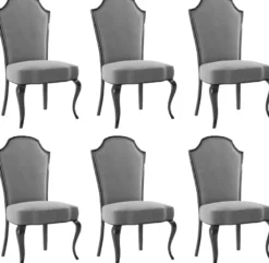 Casa Padrino Luxus Barock Esszimmer Stuhl Set Grau / Schwarz 55 x 53 x H. 113 cm - Barock Küchen Stühle 6er Set - Esszimmer Möbel im Barockstil