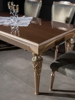 Casa Padrino Luxus Barock Esstisch Braun / Silber / Kupfer / Gold 202 x 102 x H. 79 cm - Massivholz Küchentisch - Esszimmertisch - Esszimmer Möbel im Barockstil