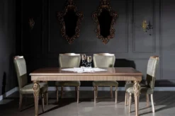Casa Padrino Luxus Barock Esstisch Braun / Silber / Kupfer / Gold 202 x 102 x H. 79 cm - Massivholz Küchentisch - Esszimmertisch - Esszimmer Möbel im Barockstil