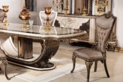 Casa Padrino Luxus Barock Esstisch Creme / Dunkelbraun / Gold 250 cm