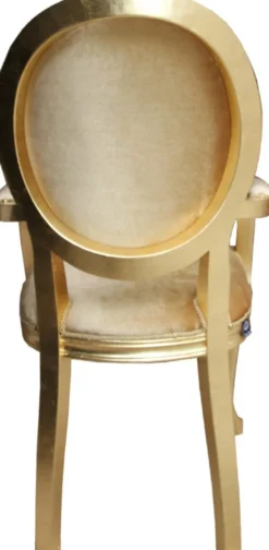 Casa Padrino Luxus Barock Esszimmer Set Medaillon Gold / Gold 58 x 54 x H. 103 cm - 6 handgefertigte Esszimmerstühle mit Armlehnen - Barockmöbel