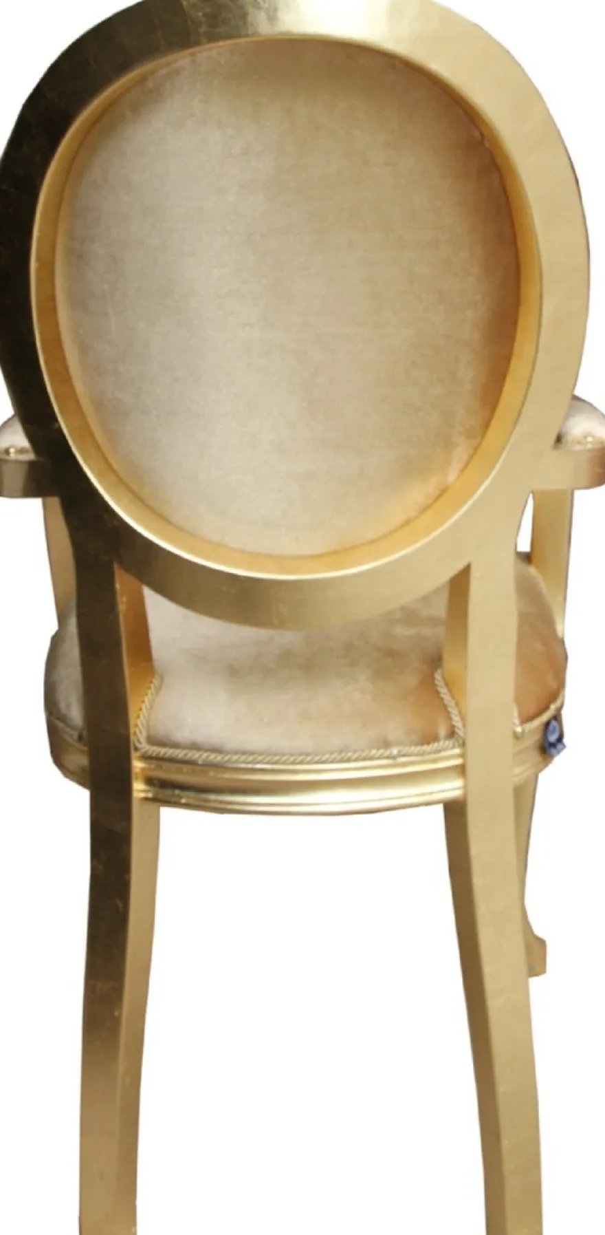 Casa Padrino Luxus Barock Esszimmer Set Medaillon Gold / Gold 58 x 54 x H. 103 cm - 6 handgefertigte Esszimmerstühle mit Armlehnen - Barockmöbel