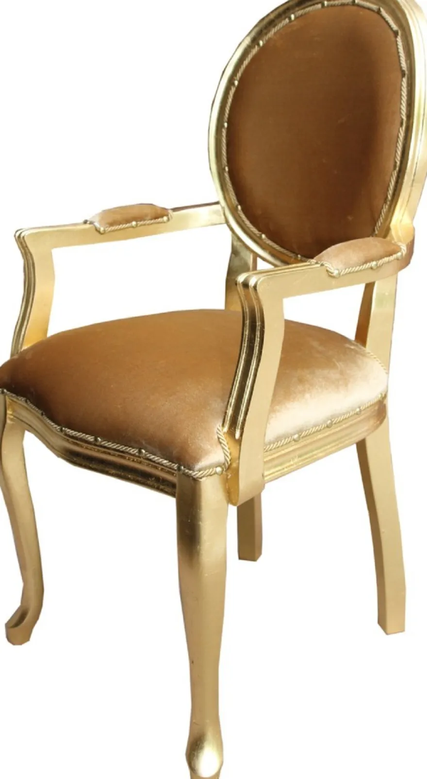 Casa Padrino Luxus Barock Esszimmer Set Medaillon Gold / Gold 58 x 54 x H. 103 cm - 6 handgefertigte Esszimmerstühle mit Armlehnen - Barockmöbel