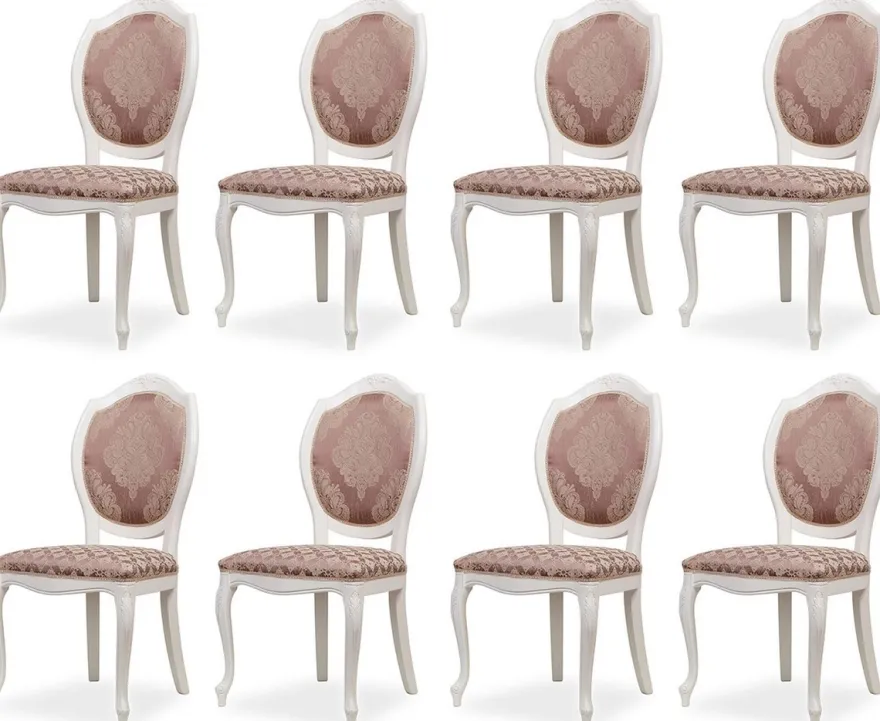 Casa Padrino Luxus Barock Esszimmer Stuhl 8er Set Lila / Beige / Weiß - Barockstil Küchen Stühle - Prunkvolle Luxus Esszimmer Möbel im Barockstil - Edel & Prunkvoll