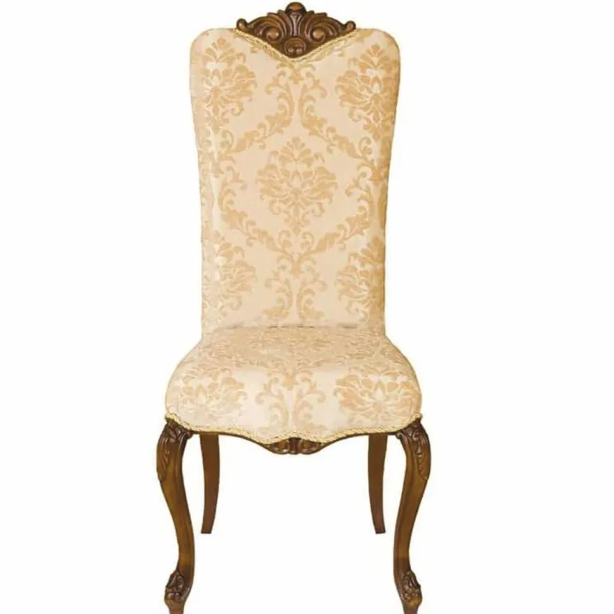 Casa Padrino Luxus Barock Esszimmer Stuhl 4er Set Beige / Dunkelbraun - Barockstil Möbel